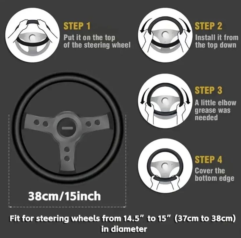 Napa leather steering wheel cover fit for mostly vehicle 14.5''to 15''(37cm to 38 cm