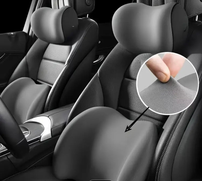 Car Headrest&Lumbar Support Cushion,Ergonomic Car Seat Headrest,Memory Foam Car Seat Headrest and Lumbar Support Cushion for Neck and Back Pain Relief (Black)