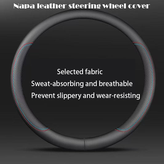 Napa leather steering wheel cover fit for mostly vehicle 14.5''to 15''(37cm to 38 cm