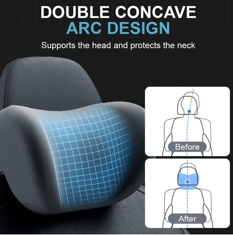 Car Headrest&Lumbar Support Cushion,Ergonomic Car Seat Headrest,Memory Foam Car Seat Headrest and Lumbar Support Cushion for Neck and Back Pain Relief (Black)